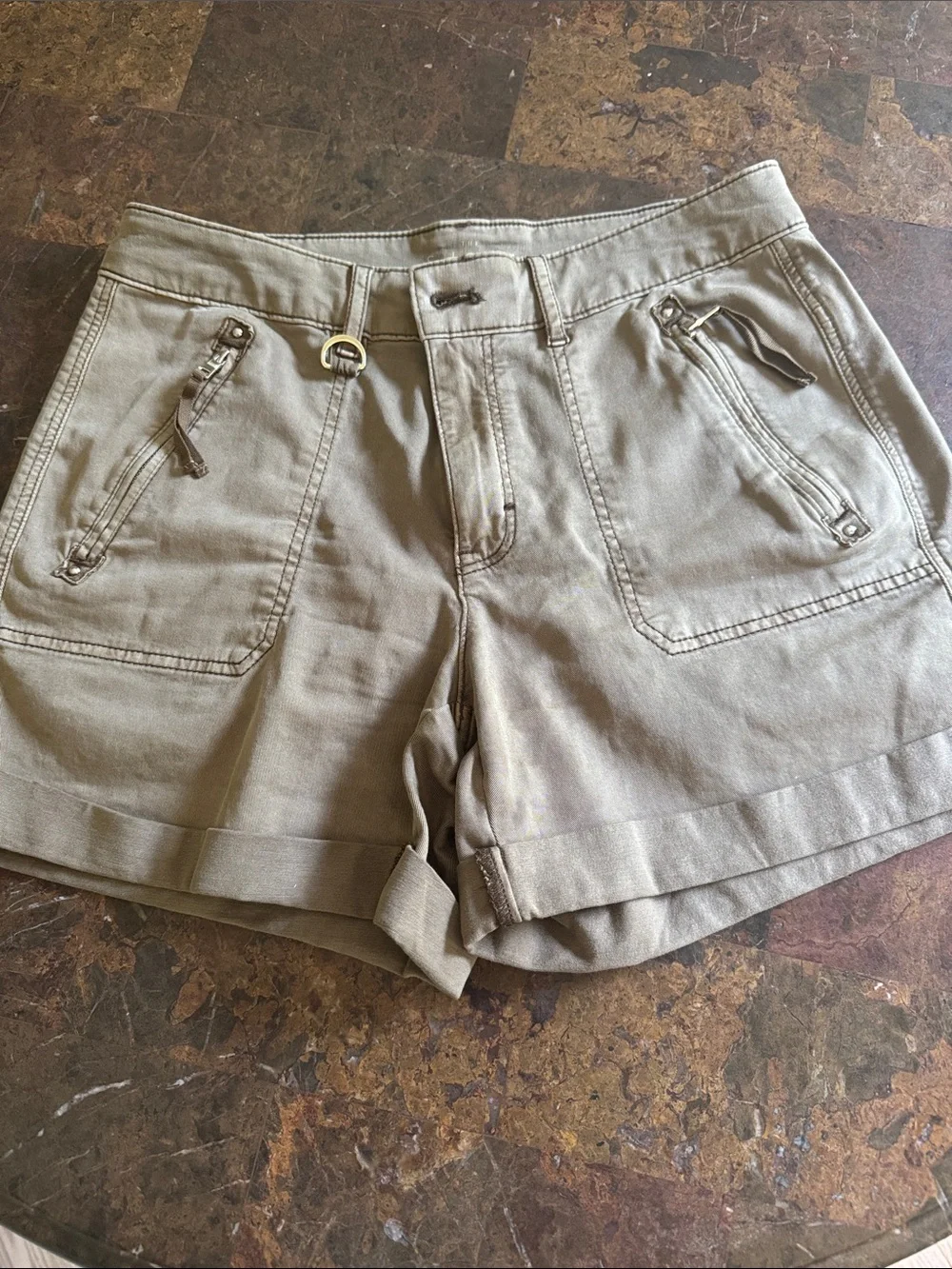 White House Black Market High-Waist Tan Utility Shorts